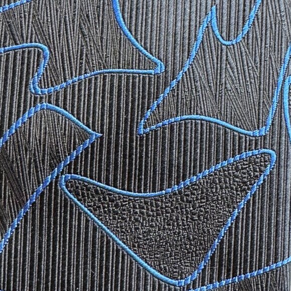 Philippe Ertu Tie 100% Silk Blue Gold Stipe Geo Japan Italy 3.75"x57-59" X5 - Picture 13 of 16